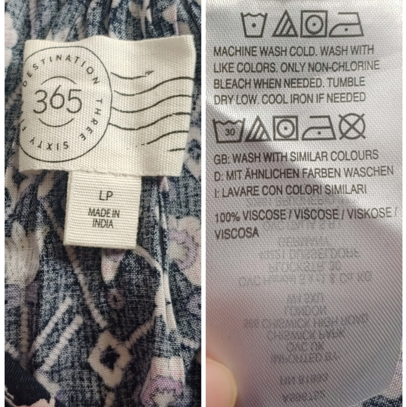 Destination 365 Printed Short-Sleeve Midi Dress Smocking Size LP - Picture 6 of 11